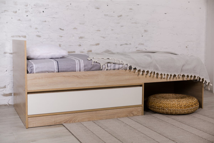 Кровать с ящиком Бруно дуб сонома/белый 900*2000