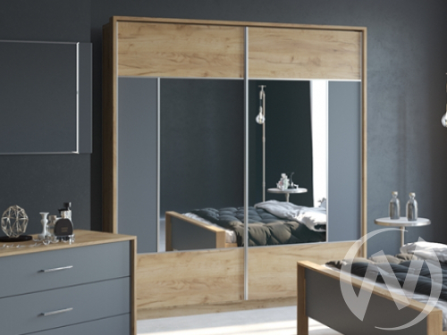 Шкаф-купе 1800 механизм РКМ-70 Спальня Либерти (дуб крафт золотой/антрацит)