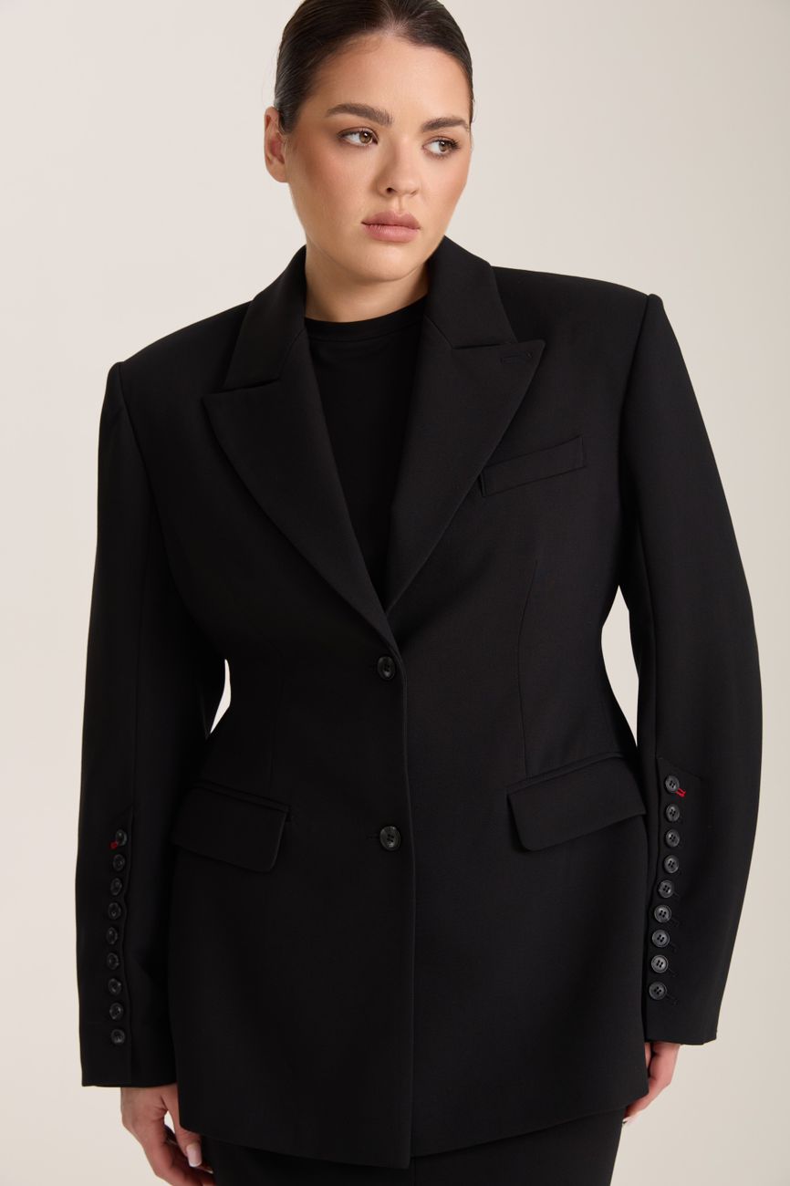 Жакет с объемными плечами, черный