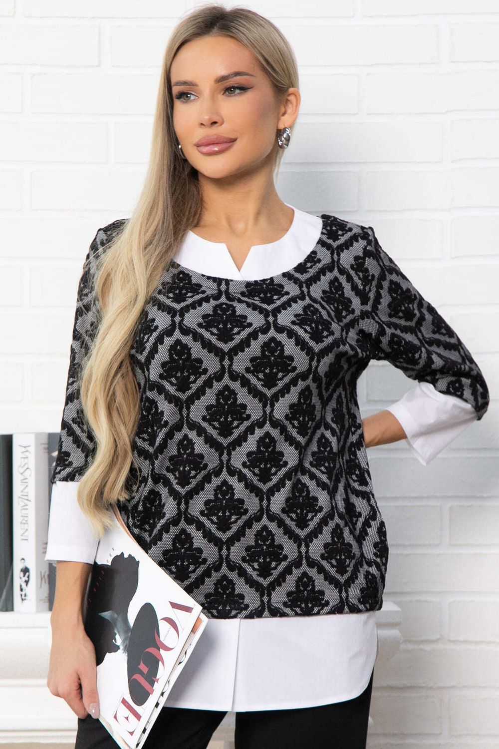 Джемпер Нежный акцент (черно-белый) Б14851-18М LT Collection