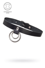 Черный чокер-ошейник с кольцом в кольце (Цвет: черный)