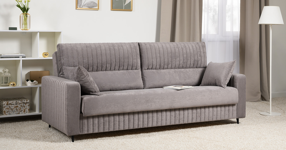 Изабель диван-кровать (велюр серо-бежевый)