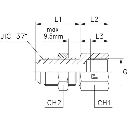 Соединение PD JIC 1.5/8" BSP 1.1/4"