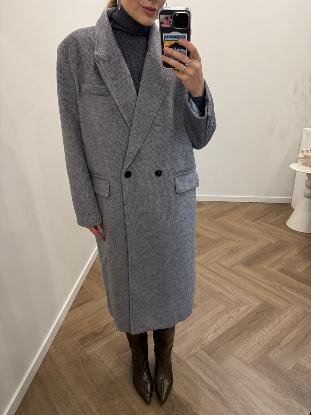 Пальто Джонни серый