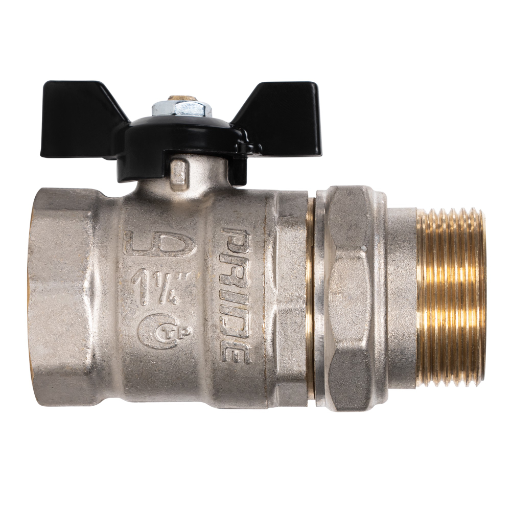 Кран шаровой латунный LD 47.32.В-ГШ.Б Ду 32 Ру 25 (бабочка с бир.)