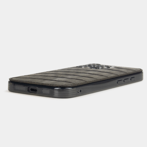 Чехол-накладка кожаная для iPhone 16 Pro Max, аллигатор коричневого цвета