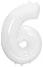 FM Шар 40'' / 102 см "Цифра 6" Белый (БГ-60)