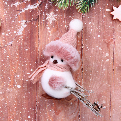 Фигурка «Зимняя птичка» 12 см, розовый