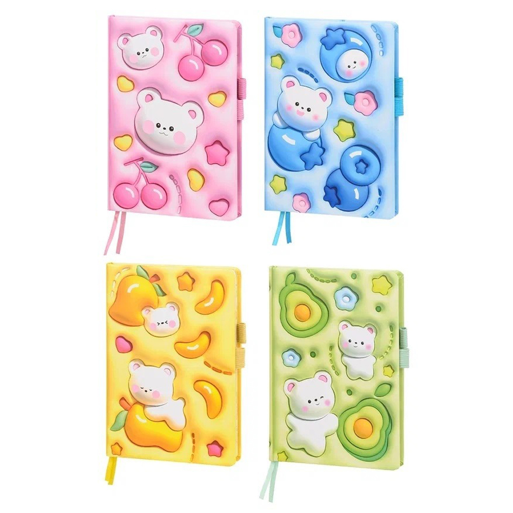 Ежедневник-блокнот Basir, формат А6, серия "Фруктовые мишки", мягкая обложка, 80 листов, размер 16*10.7 см