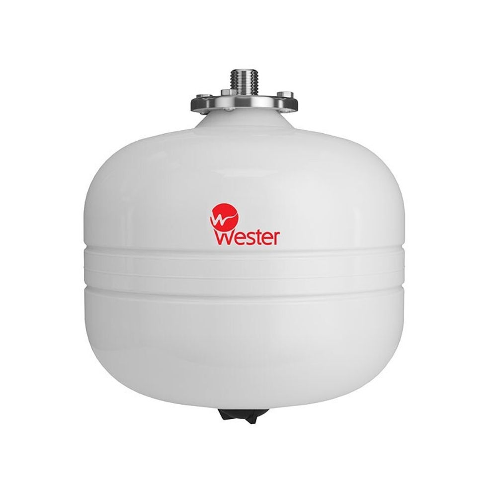 Бак расширительный WESTER WDV Premium объём 12л, DN 20, PN 12, для ГВС, гелиосистемы, вертикальный, резьбовое-НР, G-3/4&#39;&#39;, без опор с контрфланецем из нержавеющей стали, белый, Россия