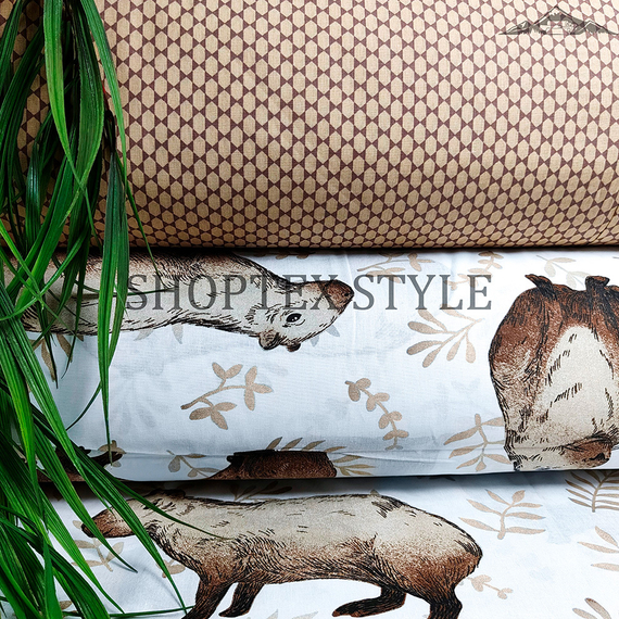 Поплин &quot;Капибары светлые&quot; | ш.150 см | 115 г/м² | хлопок-100%