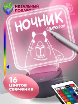 Подарочный набор светильник ночник с маркером детский /настольный/ для рисования Капибара