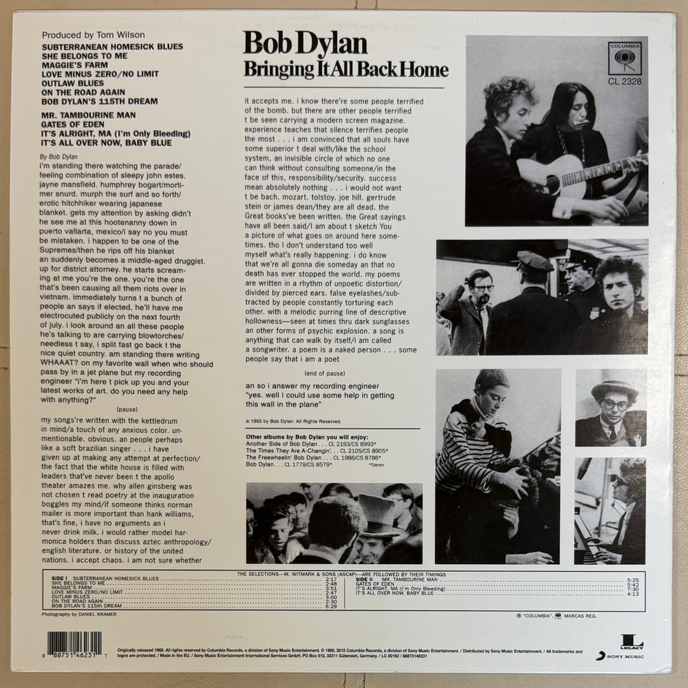 Bob Dylan ‎– Bringing It All Back Home (Европа 2015г.) Т
