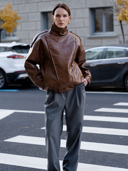 Бомбер из экокожи утепленный