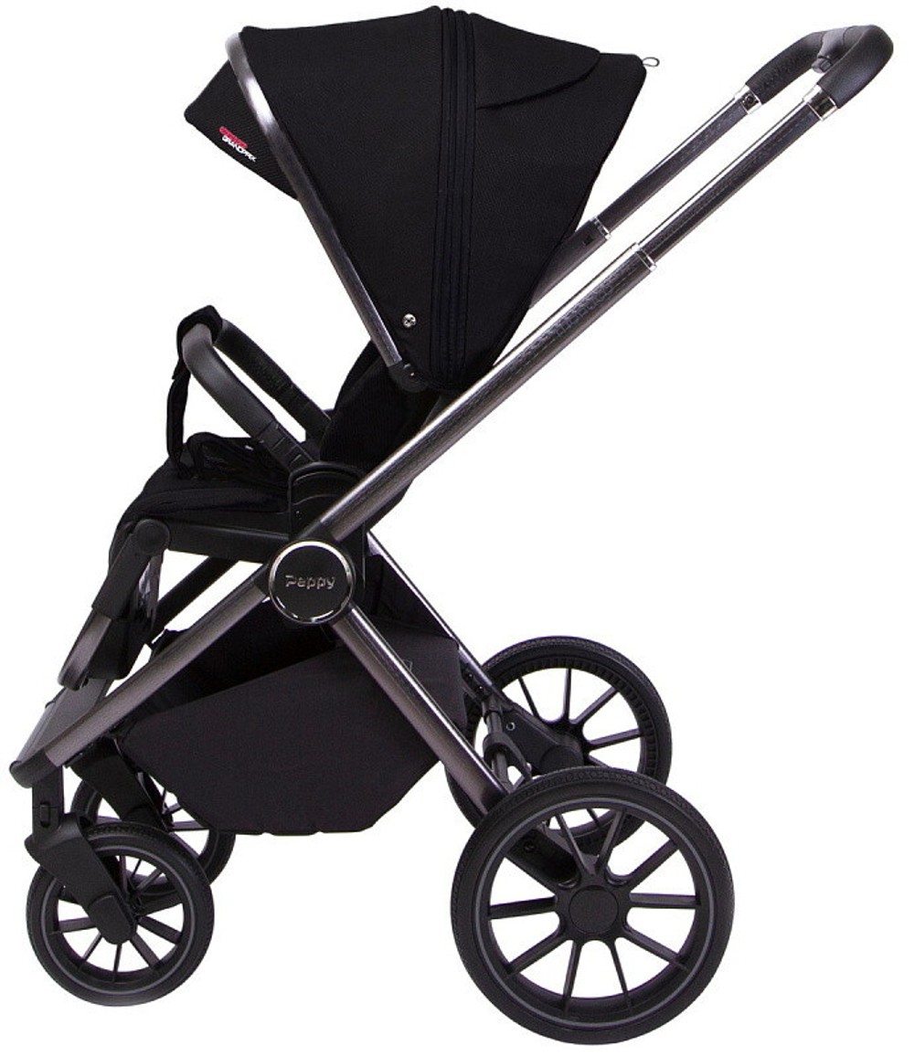 Детская коляска Peppy Monaco GP 3 в 1 с автокреслом Verona Black черный, рама темно-серая