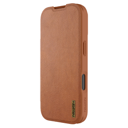 Кожаный чехол книжка коричневого цвета для iPhone 17 Pro, серия Qin Pro Leather от Nillkin