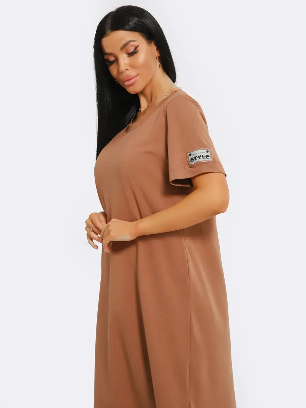 Платье хлопок однотон большие размеры