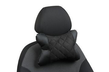 Автомобильная подушка "Косточка" под шею из алькантары "Ромб"