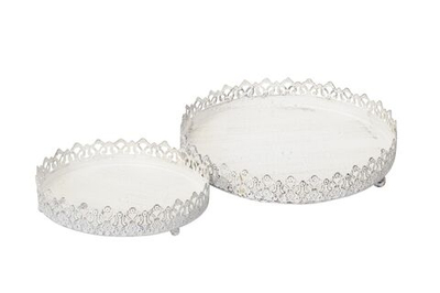 Набор из 2-х подносов "Ажурный антик" белый 4,5х19см / 5,5х25,5см