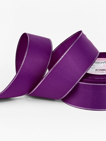 Лента репсовая, с серебряным люрексом, 40 мм, фиолетовая №046, 10508056