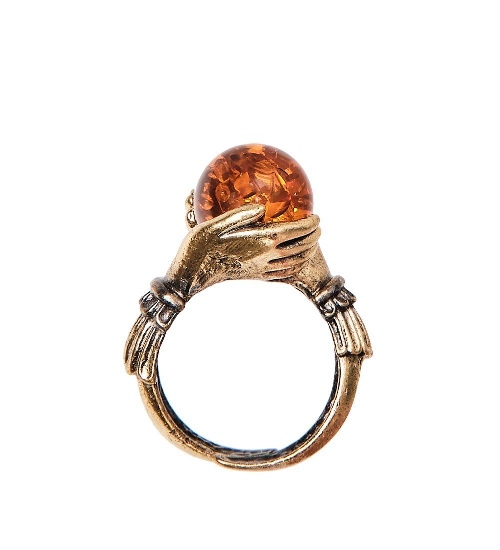 AM-2518 Кольцо «Шар мира и добра» (латунь, янтарь)