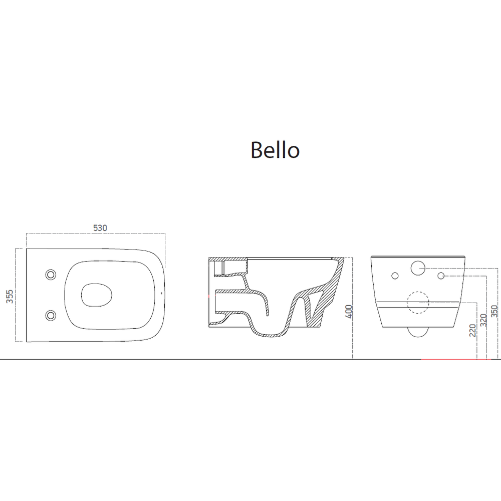 Унитаз подвесной с функцией биде Boheme Bello 971-2-W, белый глянец