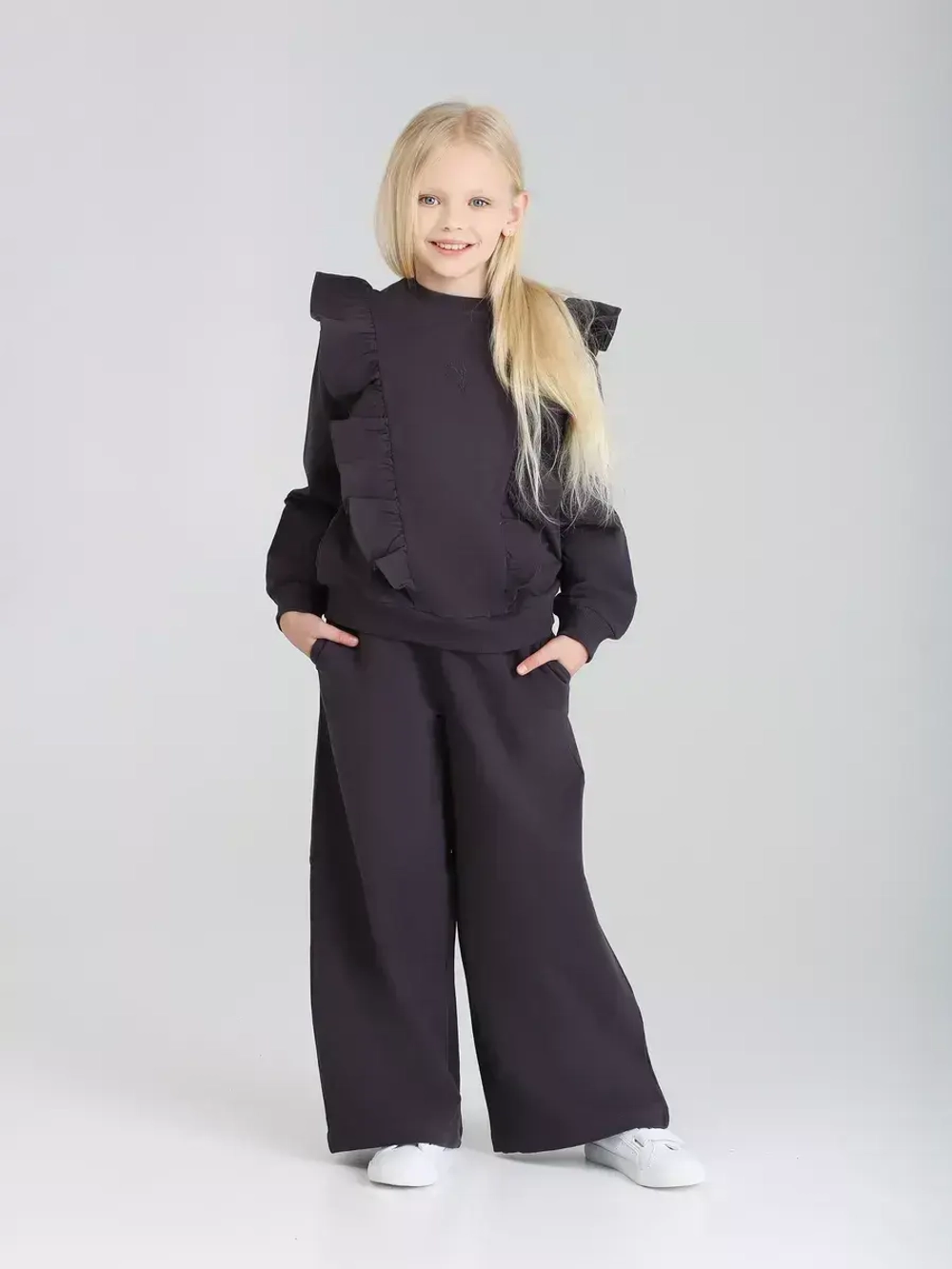 Костюм для девочки с брюками-палаццо на осень