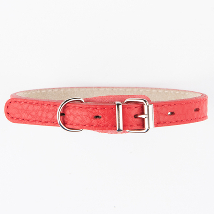 Ошейник Mr.Kranch для собак из натуральной кожи прямой 24-30см красный