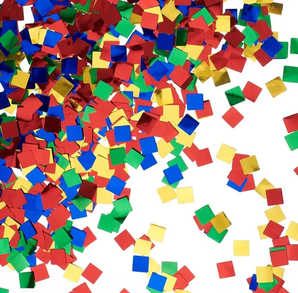 Латексный шар с мелким разноцветным конфетти, квадрат, 36 см