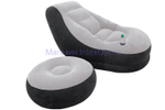 Кресло надувное Intex 68564 Ultra Lounge 137х102х79 см с пуфиком / Шезлонг надувной Интекс велюровый с подстаканником для дома и дачи