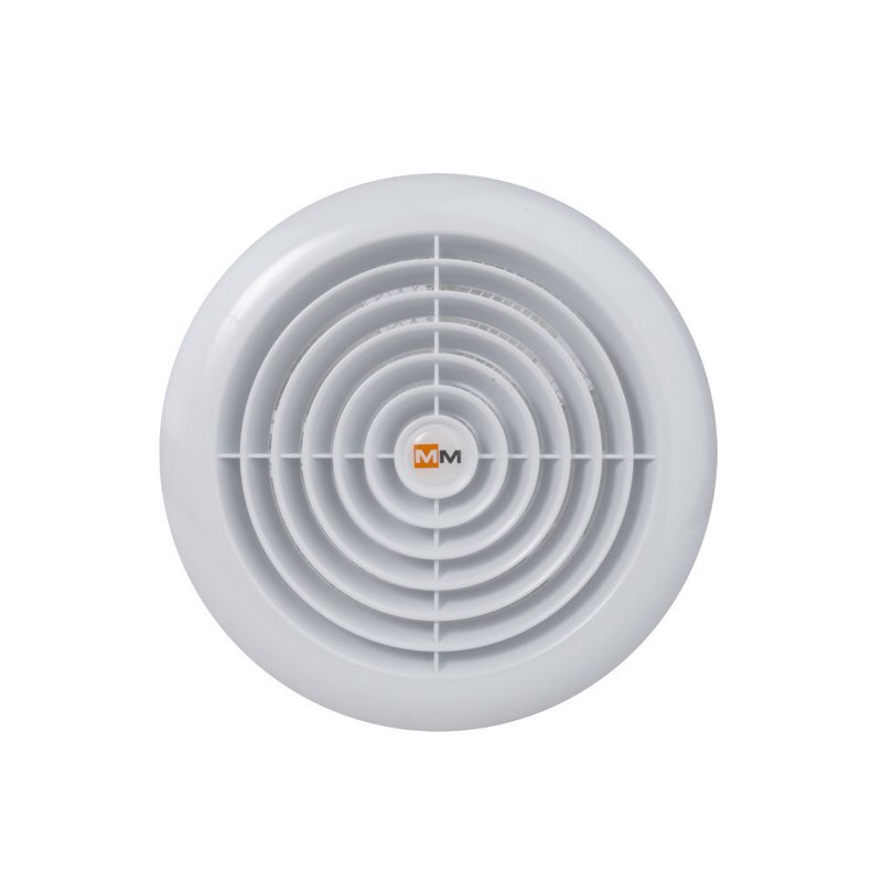 Вытяжной тонкий вентилятор для ванн и кухонь ММ 120 круглый 150 м³/час с обратным клапаном белый