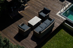 Набор из искусственного ротанга ВЕНЕЦИЯ: 3-х местный диван + 2 кресла + кофейный столик (цвет: коричневый)