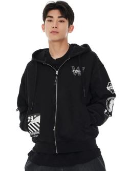 Худи на молнии с капюшоном с логотипом ladok на рукаве