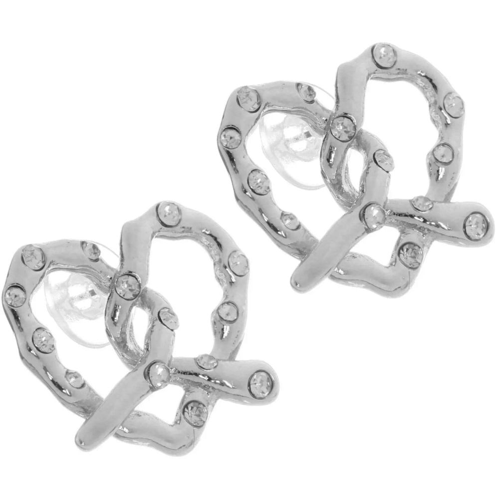 Серьги «ЭЛЛОДИ», сердечки, цвет золото и серебро, 4,2*2см