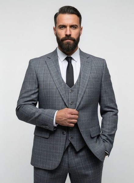 Мужской классический костюм (серый) В35