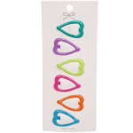 Зажимы для волос детские 6шт «ПУДРА», форма сердечко, микс 6 цветов, 2*4см