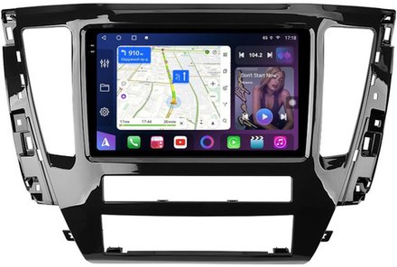 Магнитола Mitsubishi Pajero Sport 3 2020-2024, Montero Sport (прямоугольный климат) - FarCar BM9-7076N9 монитор 9.5" QLED на Android 14, TS10, 4+32Гб, CarPlay, 4G SIM-слот