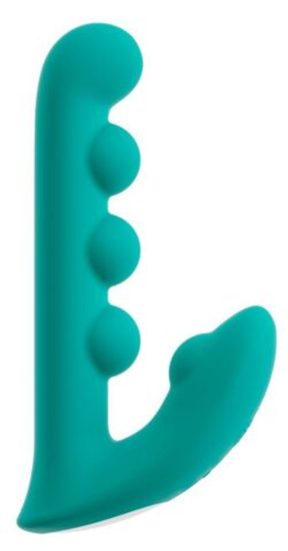 Зеленый вибратор SYLORA Unique Beads Vibrator - 17 см.