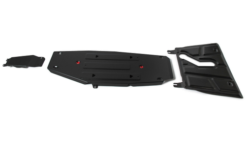 Защита картера, КПП, топливного бака и редуктора АвтоБроня (с вырезом под глушитель) для Toyota RAV4 CA40 (V - 2.5) АКПП 2012-2019, штампованная, сталь 1.8 мм, 3 части, с крепежом, K111.09506.1