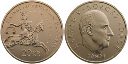 Норвегия 20 крон, 2024 750 лет Земскому закону Ландслов