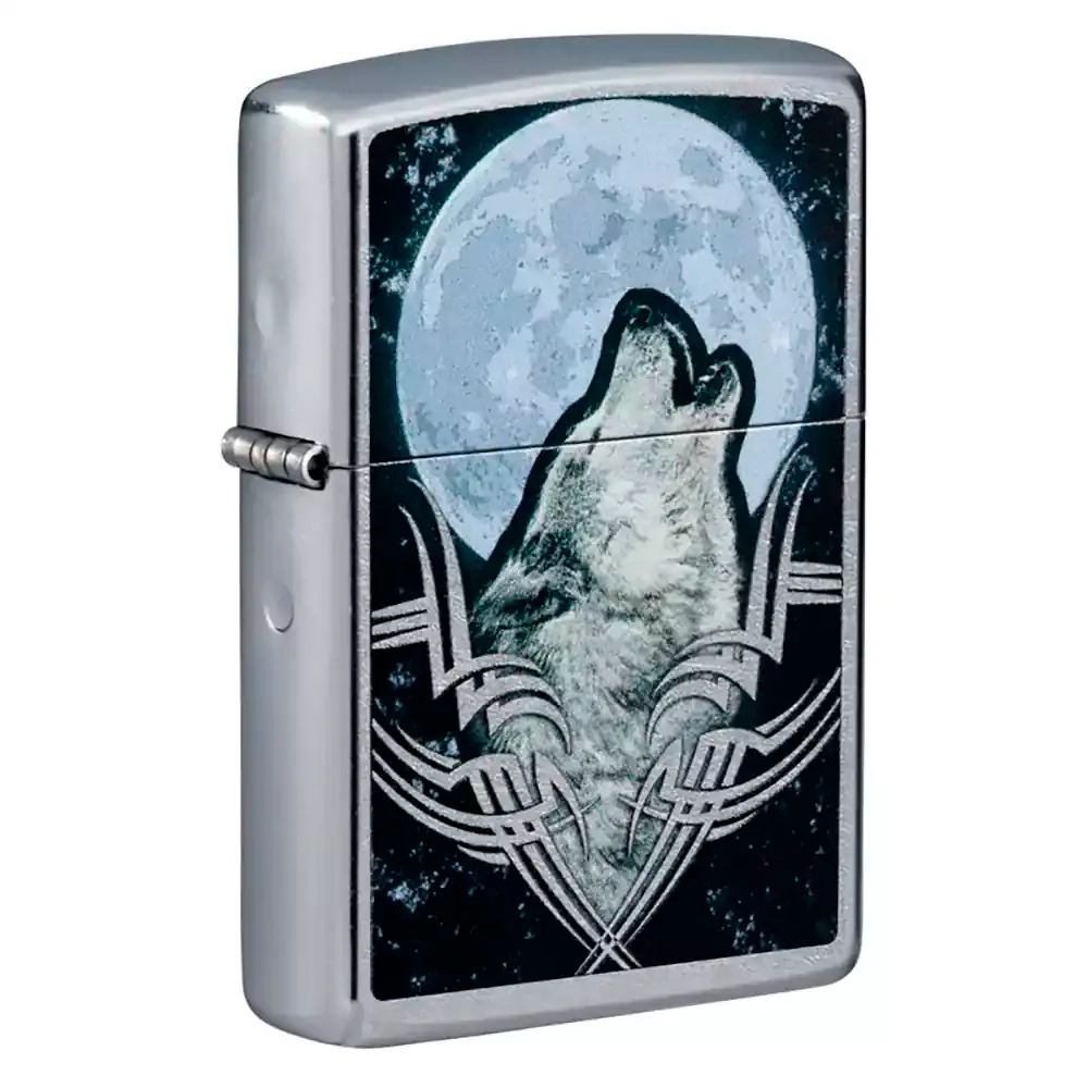 Зажигалка Zippo 49261 Howling Wolf Design, Street Chrome
