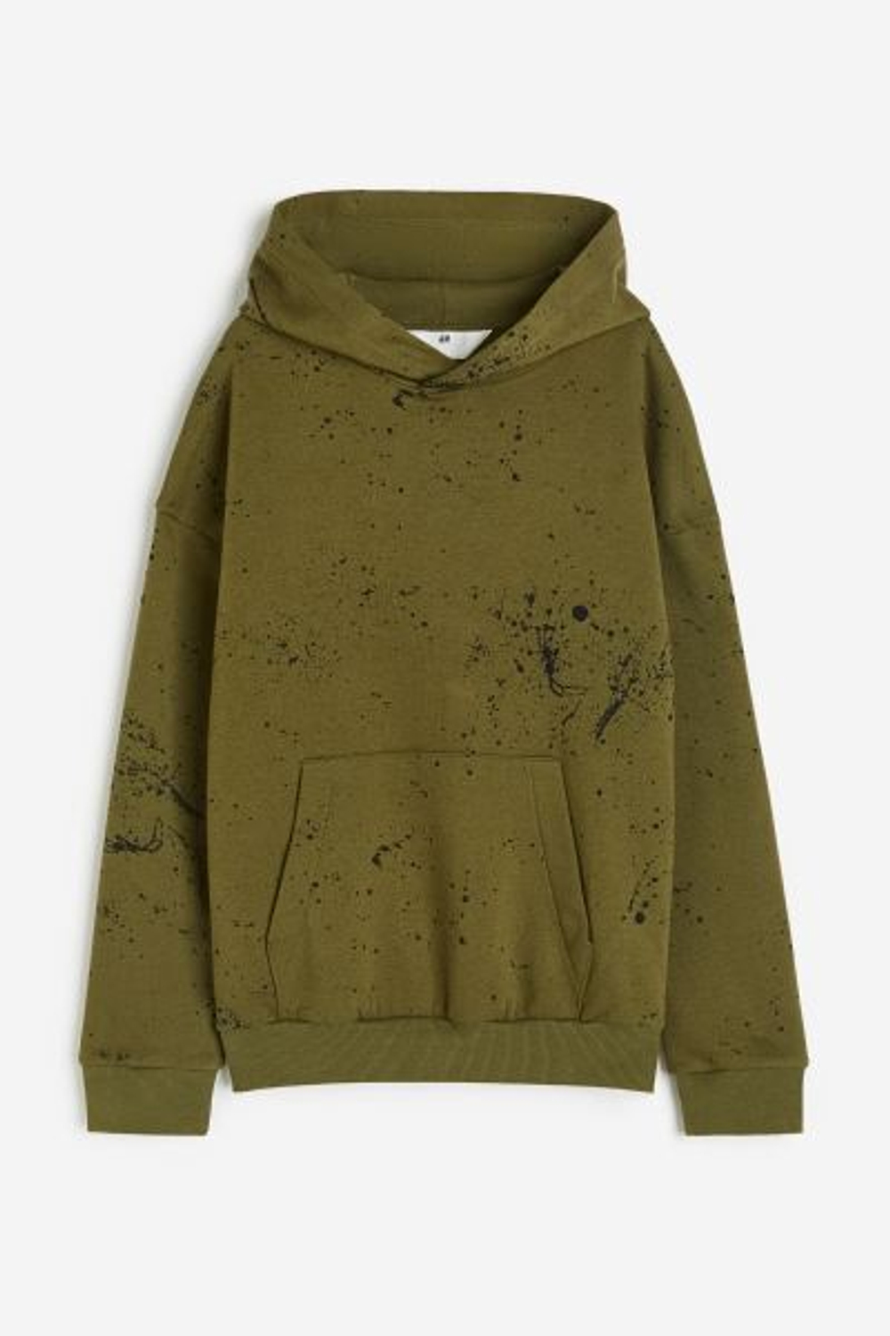 H&M Толстовка с принтом и капюшоном, хаки