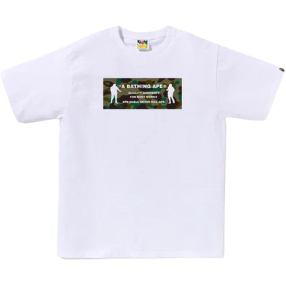 A Bathing Ape 1st Camo Army Name Tee белый зеленый