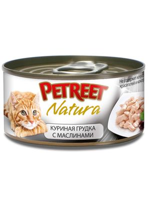 Консервы для кошек куриная грудка с оливками 70 г, Petreet