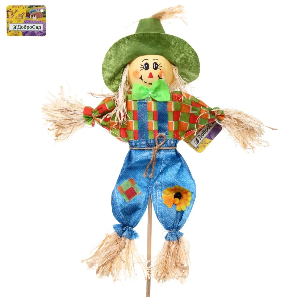 Фигура садовая «Пугало - Джорджик» в салатовой шляпе 30 (50) см ДоброСад