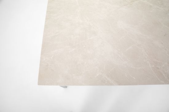 Стол Франк-М (дуб/нога светлый дуб с чёрной патиной/столешница керамика черный мрамор)