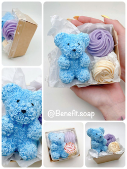 Набор из мыла «Мишка из роз, блюскай»
