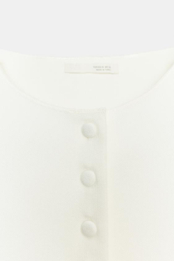 ZARA ТОП-ЖИЛЕТ С ПУГОВИЦАМИ, ЖЕЛТОВАТО-БЕЛЫЙ