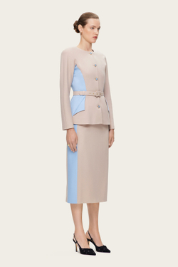 Бежевая юбка-карандаш с лампасами "Симона 2"