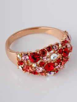 Кольцо Россыпь из красных камней Swarovski